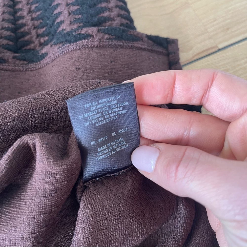 Anthropologie Maeve Meridian Boho Midi Dress Texture Racerback Black Brown Small - Picture 15 of 16